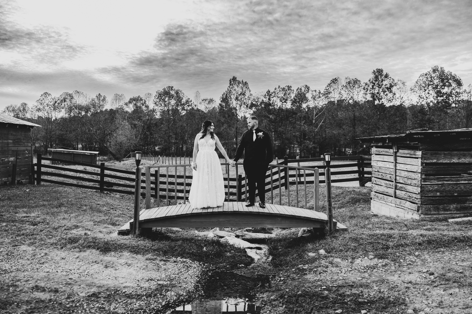 Newlyweds on the footbridge, Felicia Treadway Photography
